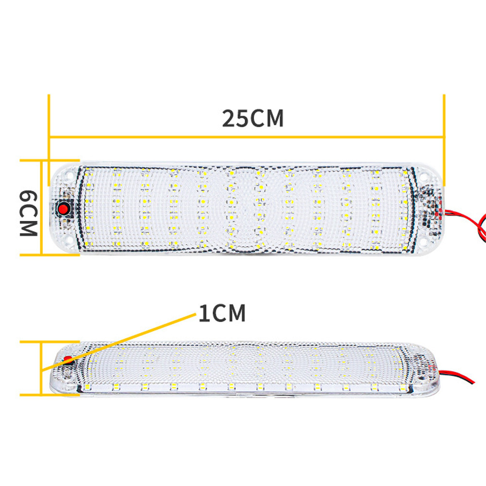 12-80V High brightness 72 bead LED interior light panel for cars, trucks, RVs, ultra-thin cab reading lights